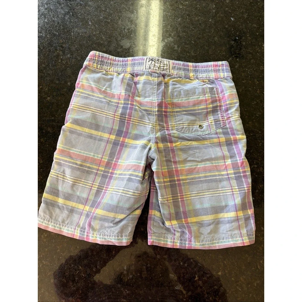 Ralph Lauren Polo Boys Swim Trunks Sz‎ S (8) Plaid Boardshorts Liner Swimsuit